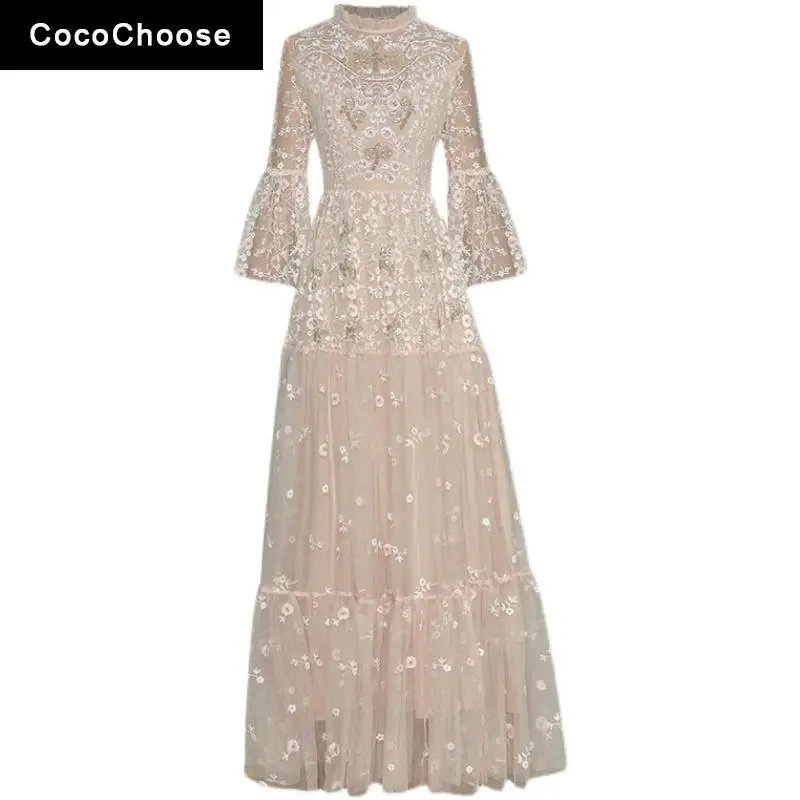 Designer Fashion Maxi Dress Spring Summer 2022 Elegant Flare Sleeve Ruffles Collar Luxury Diamonds Beading Mesh Embroidery Dress
Designer Fashion Maxi Dress Spring Summer 2022 Elegant Flare Sleeve Ruffles Collar Luxury Diamonds Beading Mesh Embroidery Dress