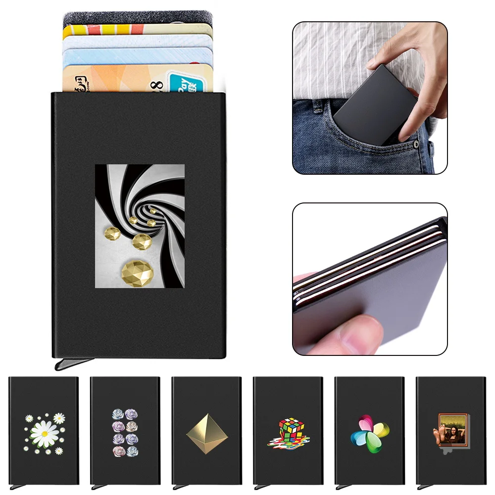 

Anti-theft ID Credit Card Holder 3D Print Pattern Thin Aluminium Metal Wallets Pocket Case Bank Women Men Credit Card Box 2023