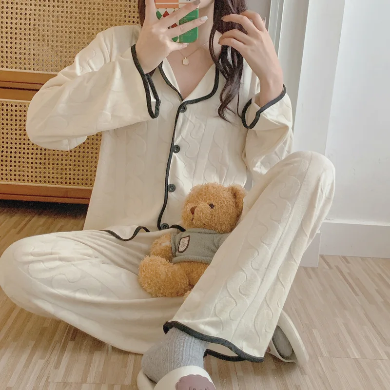 Pajamas Female Long Sleeve Spring Autumn Korean Version Leisure Student Girls Clothes Two piece Suit Bedroom Set Kawaii Pajama
Pajamas Female Long Sleeve Spring Autumn Korean Version Leisure Student Girls Clothes Two piece Suit Bedroom Set Kawaii Pajama
