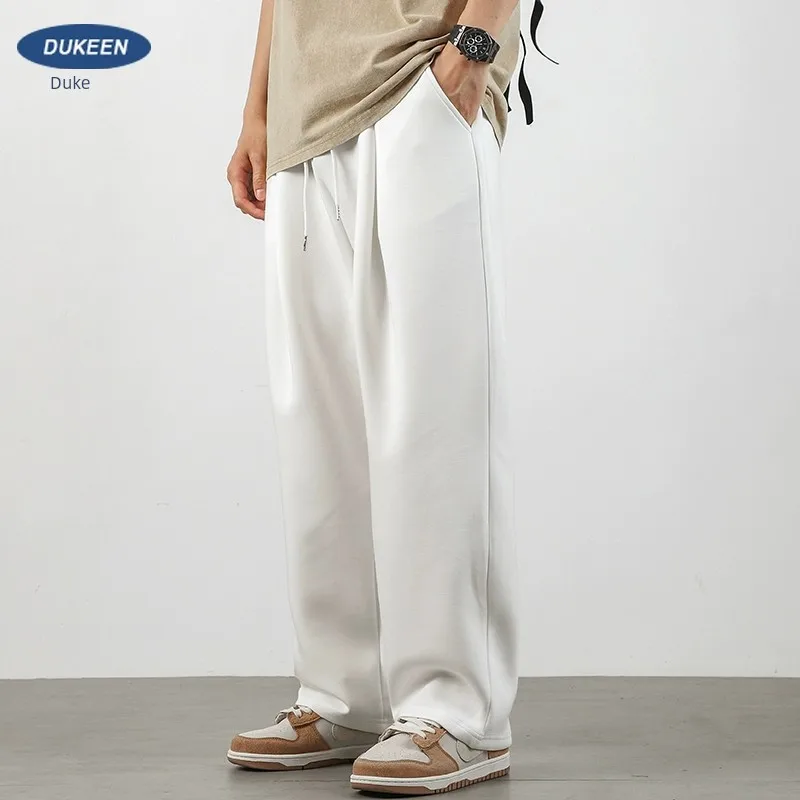 

EN American Casual Sanitary Summer Gray SportS Pants, Men's Air Layer, HigH-end Floor Mopping Wide Leg Pants