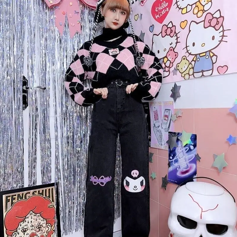 Kawaii Sanrio японские Kuromi с мультяшным принтом свободные милые джинсовые брюки женский короткий свитер милый крутой стиль
Kawaii Sanrio японские Kuromi с мультяшным принтом свободные милые джинсовые брюки женский короткий свитер милый крутой стиль