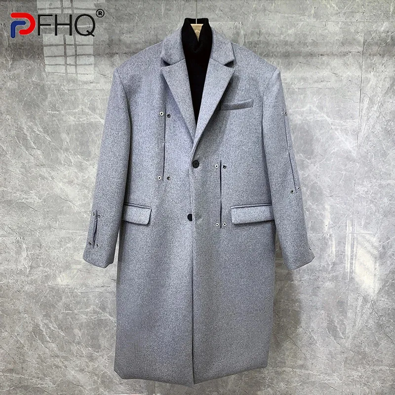 PFHQ Medium Long Woolen Coat Men's Korean Warm Simple Single Breasted Delicacy Leisure Autumn Solid Color Windbreakers 21Z3014
PFHQ Medium Long Woolen Coat Men's Korean Warm Simple Single Breasted Delicacy Leisure Autumn Solid Color Windbreakers 21Z3014