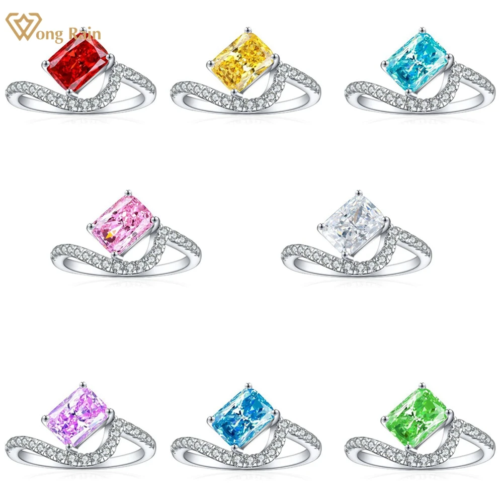 

Wong Rain 100% 925 Sterling Silver Sparkling Crushed Ice Cut 1.5CT Lab Sapphire Gemstone Wedding Engagement Women Ring Jewelry