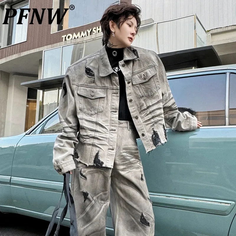 PFNW Spring Wash Bleached Men's Denim Jacket 2023 Vintage With Holes In Denim Pants Loose Fitting Set Korean Fashion 24X4258
PFNW Spring Wash Bleached Men's Denim Jacket 2023 Vintage With Holes In Denim Pants Loose Fitting Set Korean Fashion 24X4258