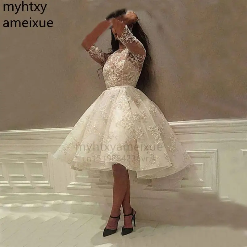 Long Sexy Fashion Ivory Short Prom Dress Lace Applique Beads Half Sleeve Knee Length Dubai Arabic Cocktail Dress Party Gowns
Long Sexy Fashion Ivory Short Prom Dress Lace Applique Beads Half Sleeve Knee Length Dubai Arabic Cocktail Dress Party Gowns