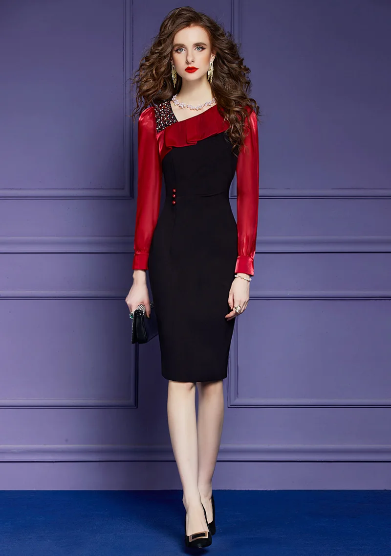 Elegant Spring Long Sleeve Beading Office Pencil Dress Women Luxury Ruffles Patchwork Slim Straight Party Vestidos 4XL Clothes
Elegant Spring Long Sleeve Beading Office Pencil Dress Women Luxury Ruffles Patchwork Slim Straight Party Vestidos 4XL Clothes