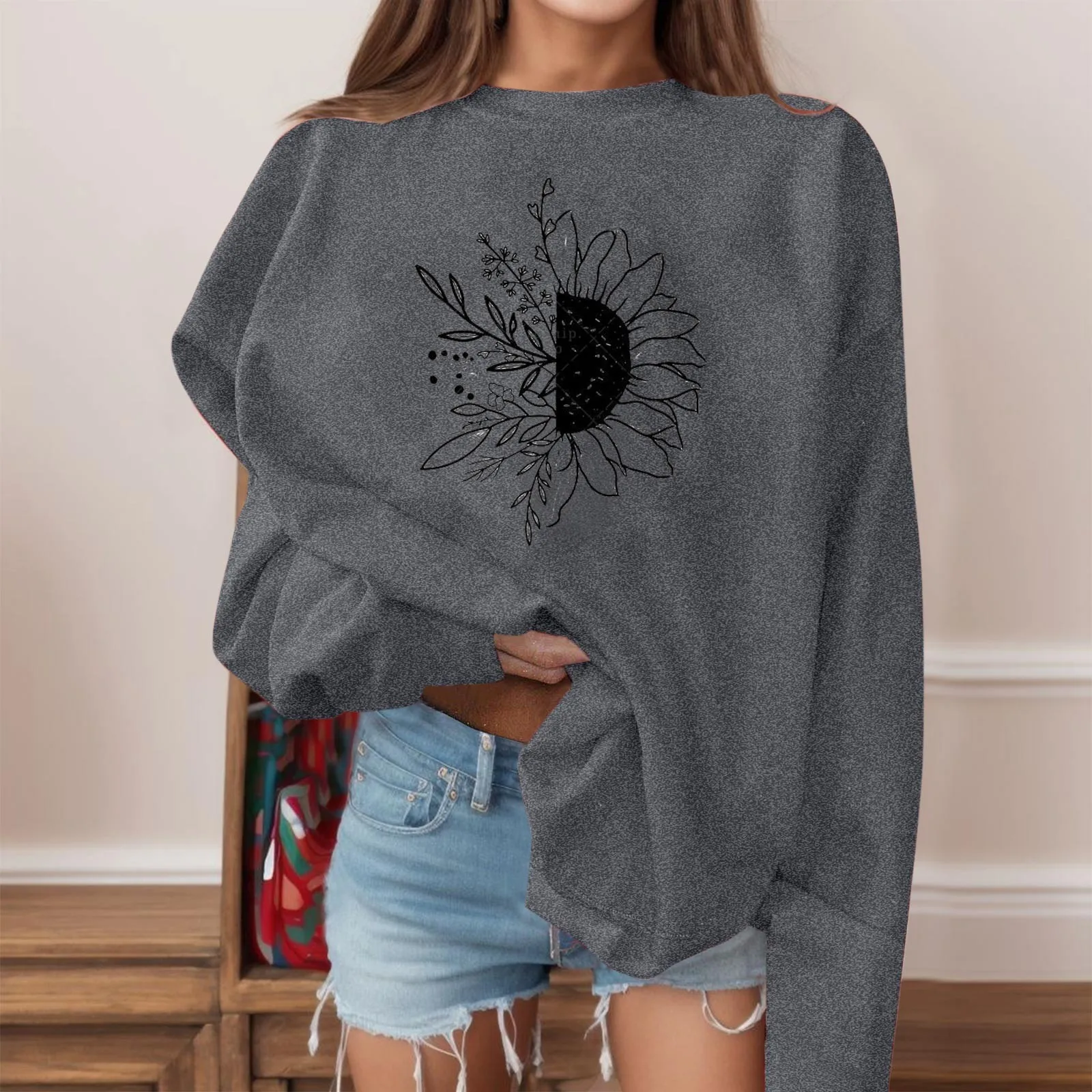 Oversized Sunflower Printed Sweatshirt For Ladies Harajuku Loose Pullover For Womens Long Sleeve Round Neck Street Hoodie Autumn
Oversized Sunflower Printed Sweatshirt For Ladies Harajuku Loose Pullover For Womens Long Sleeve Round Neck Street Hoodie Autumn