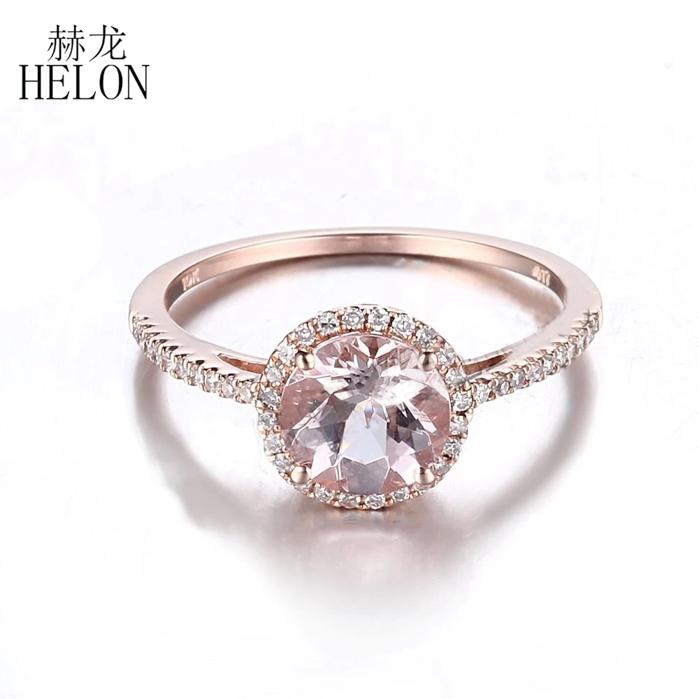 HELON Round 7mm Genuine Natural Morganite Solid 10K 14K Rose Gold Ring Real Diamonds Engagement Ring Women Trendy Fine Jewelry
HELON Round 7mm Genuine Natural Morganite Solid 10K 14K Rose Gold Ring Real Diamonds Engagement Ring Women Trendy Fine Jewelry