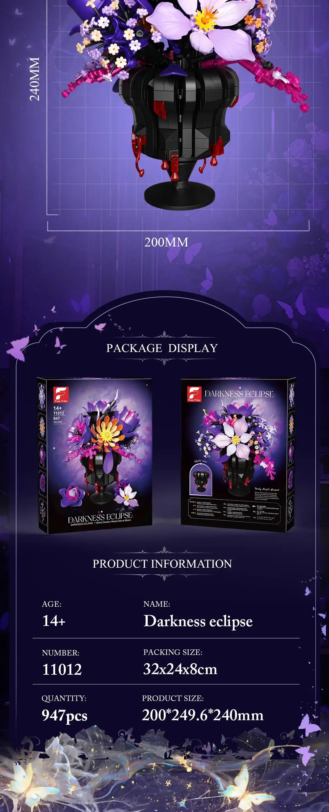 947PCS Gothic Bouquet Building Blocks Preserved Flower Vase Model Bricks Home Decorative Ornaments Kids DIY Toys Holiday Gifts 947PCS Gothic Bouquet Building Blocks Preserved Flower Vase Model Bricks Home Decorative Ornaments Kids DIY Toys Holiday Gifts