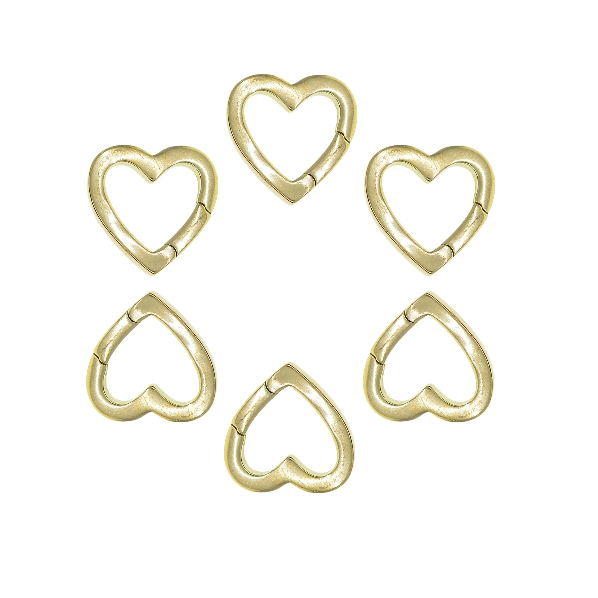 

6pcs Korea small mini 16mm 0.6inch Fine Solid Brass Square heart snap spring hook clasp jewelry DIY Accessory