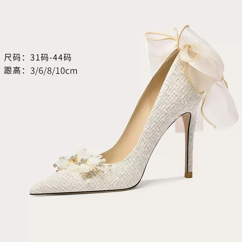 Spring and Summer New Water Diamond Flower Bow Single Shoe Slim High Heel Banquet Dress Versatile Large and Small Women's Shoes
Spring and Summer New Water Diamond Flower Bow Single Shoe Slim High Heel Banquet Dress Versatile Large and Small Women's Shoes