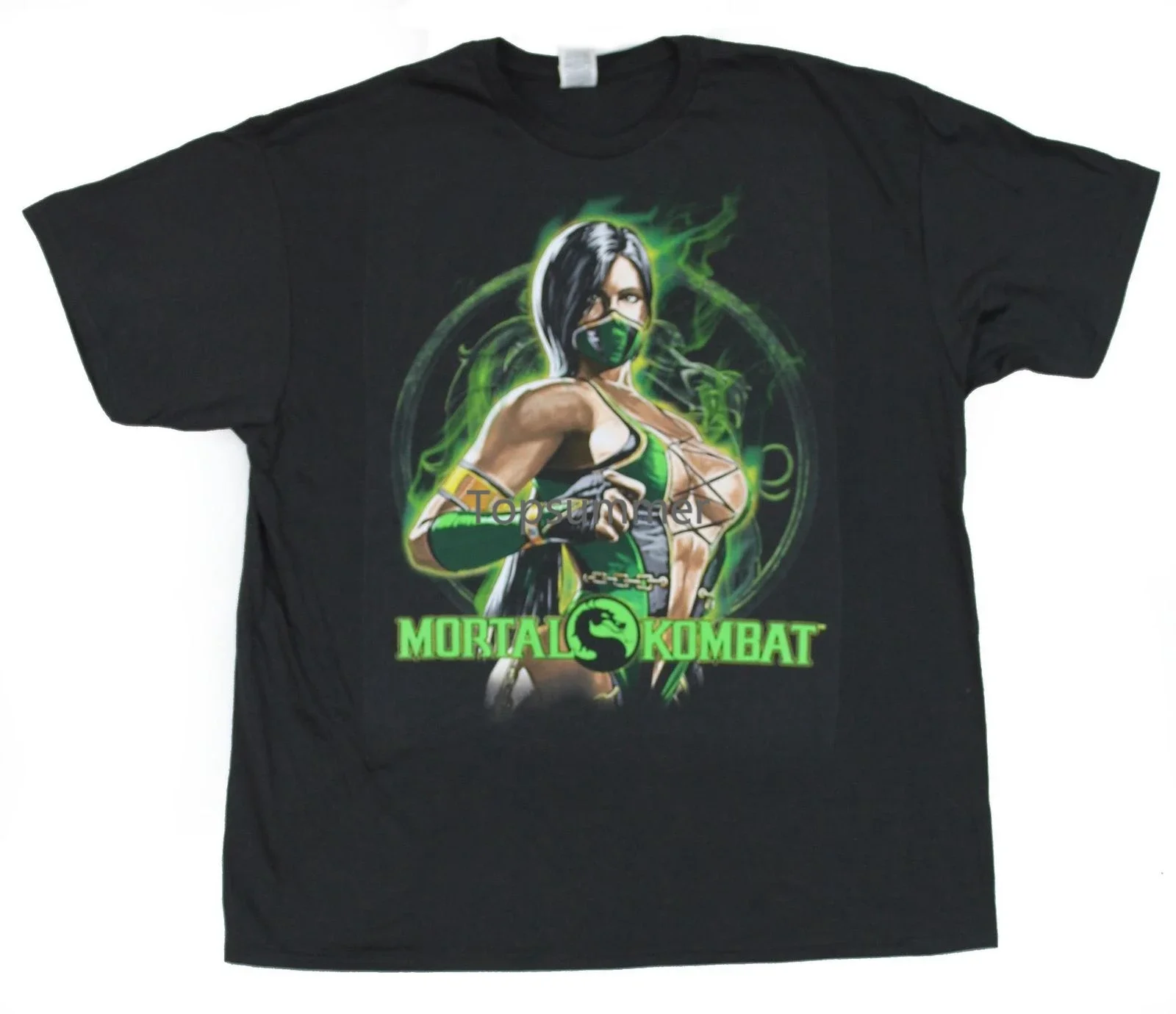 

Mortal Kombat Mens T-Shirt Battle Ready Jade Over Logo Image