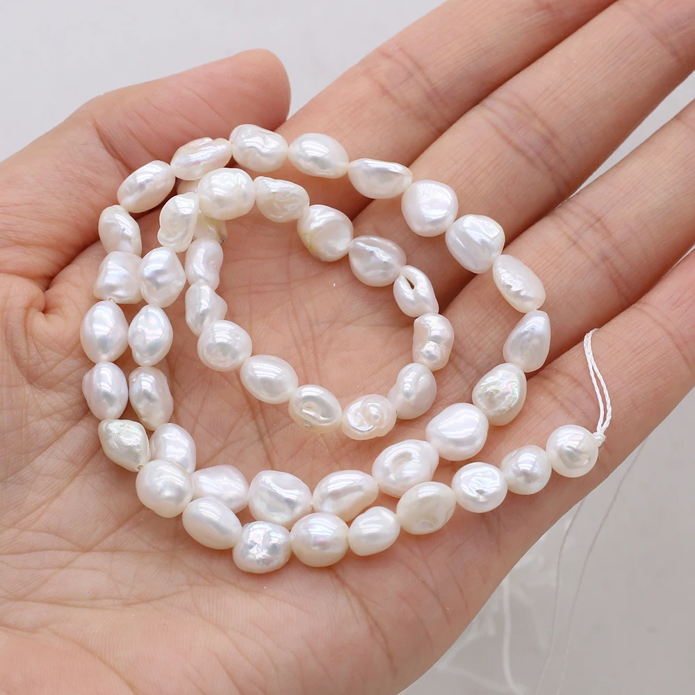 

Natural Freshwater Pearl Beads Round White Loose Perles For DIY Craft Bracelet Necklace Accessory Jewelry Making 15"Strand 7-8mm