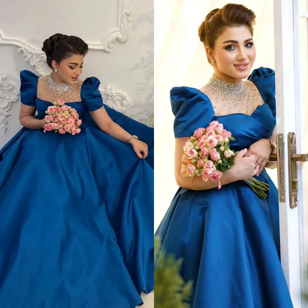 

Ball Prom Dresses Retro Elegant Jewel A-line Beading Satin Formal Occasion Gown bepeithy official store платье летнее женское