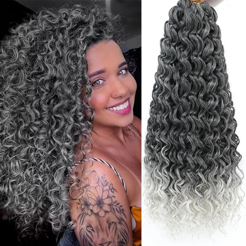 

18 Inch GoGo Curly Hair Extensions Ocean Wave Water Wave Curly Crochet Hair 1-8 Packs Crochet Braids Beach Curl Hair For Women