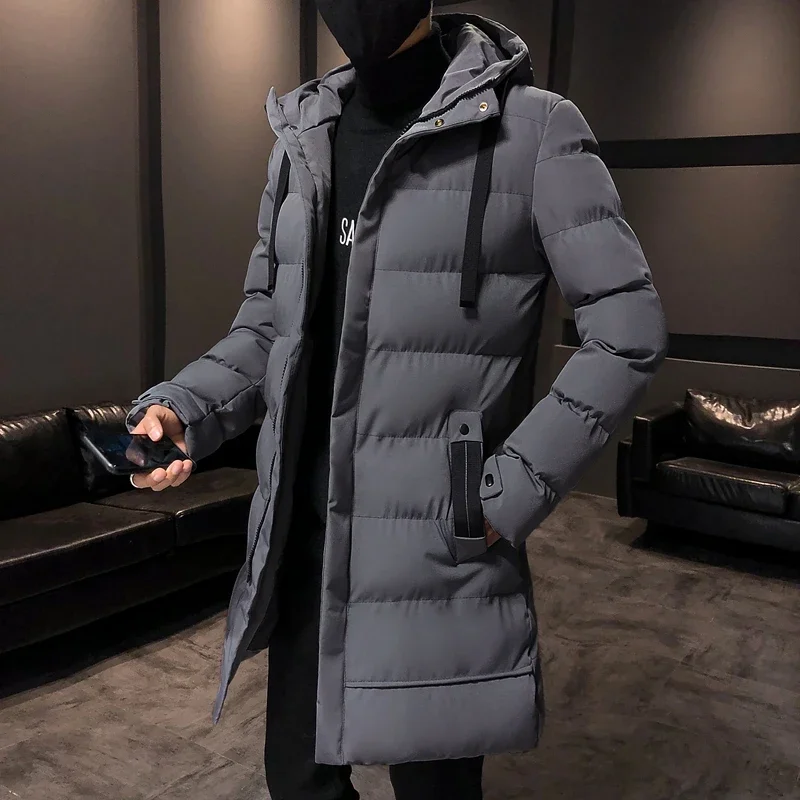 

Men Winter Parka Long Section 2 Colors New Warm Thicken Jacket Outwear Windproof Coat Hooded Plus Size