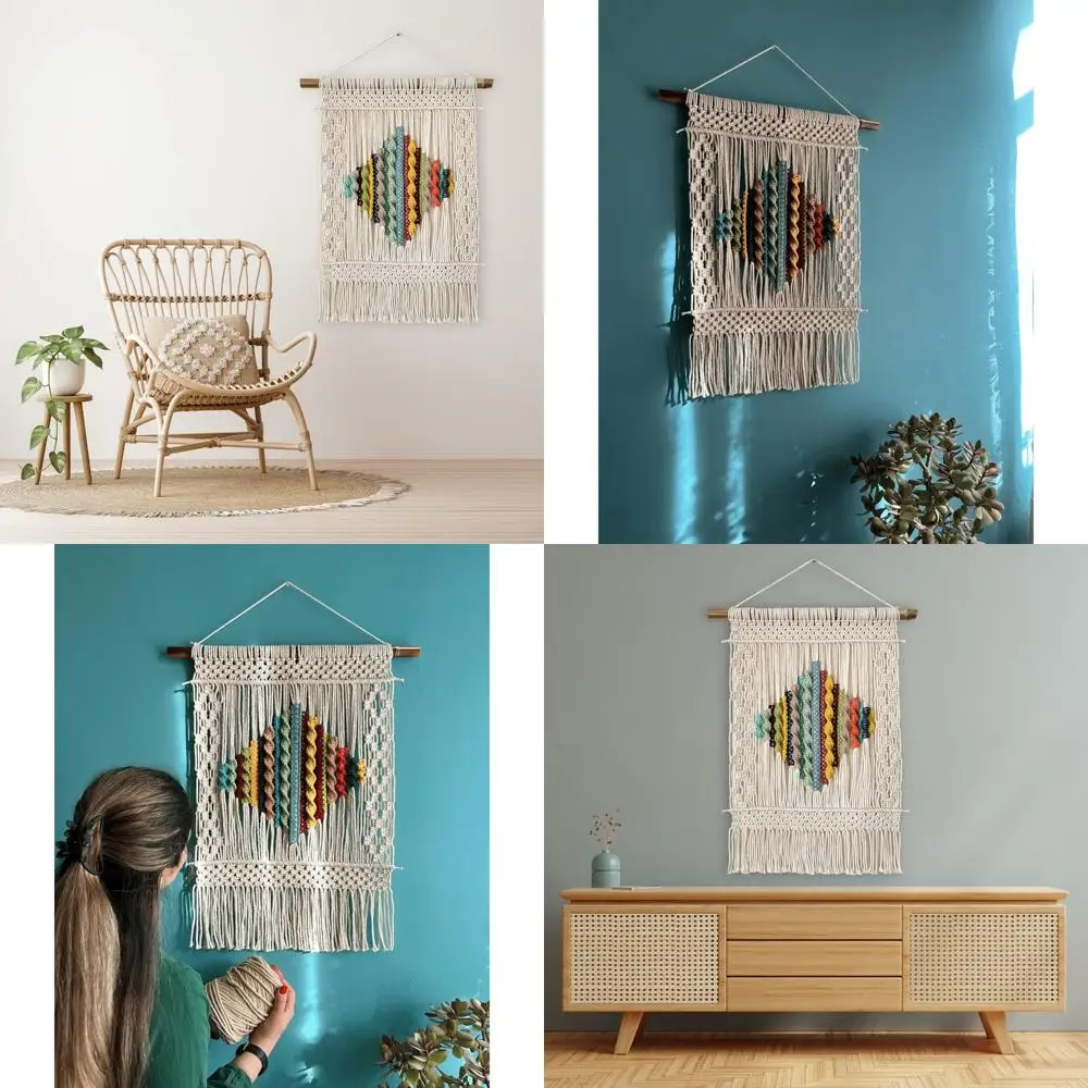 Haven Collection Macrame Wall Art - Boho Woven Yarn Tapestry 1 Sc8c7c07a3e8a43c98b874d6618b6facfg