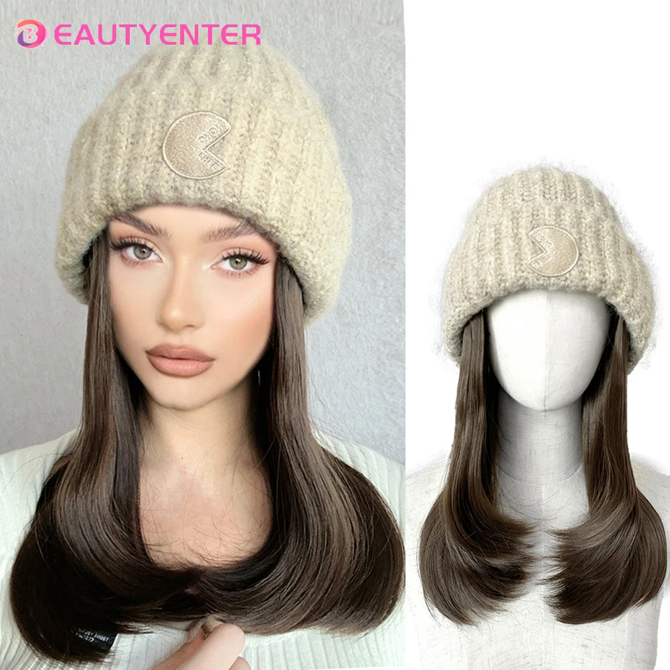 Synthetic Knitting Hat Hair Short Hair Hat Wig Natural Brown Wig Connected With Warm Wig In Winter Adjustable For Women
Synthetic Knitting Hat Hair Short Hair Hat Wig Natural Brown Wig Connected With Warm Wig In Winter Adjustable For Women