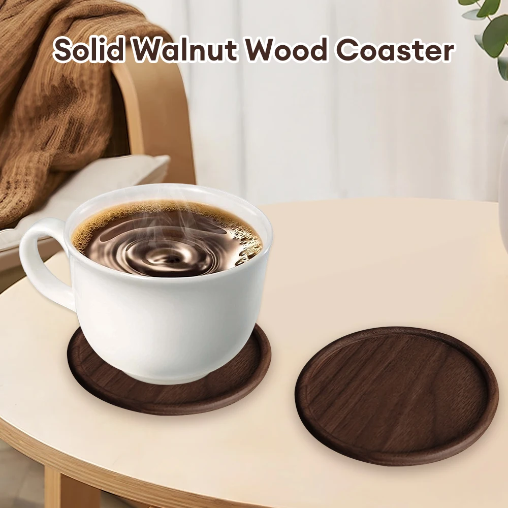 

1PC Solid Walnut Wood Coaster Tea Coffee Cup Pad Durable Heat Resistant Round Bowl Teapot Mat Insulation Cup Holder Mug Placemat