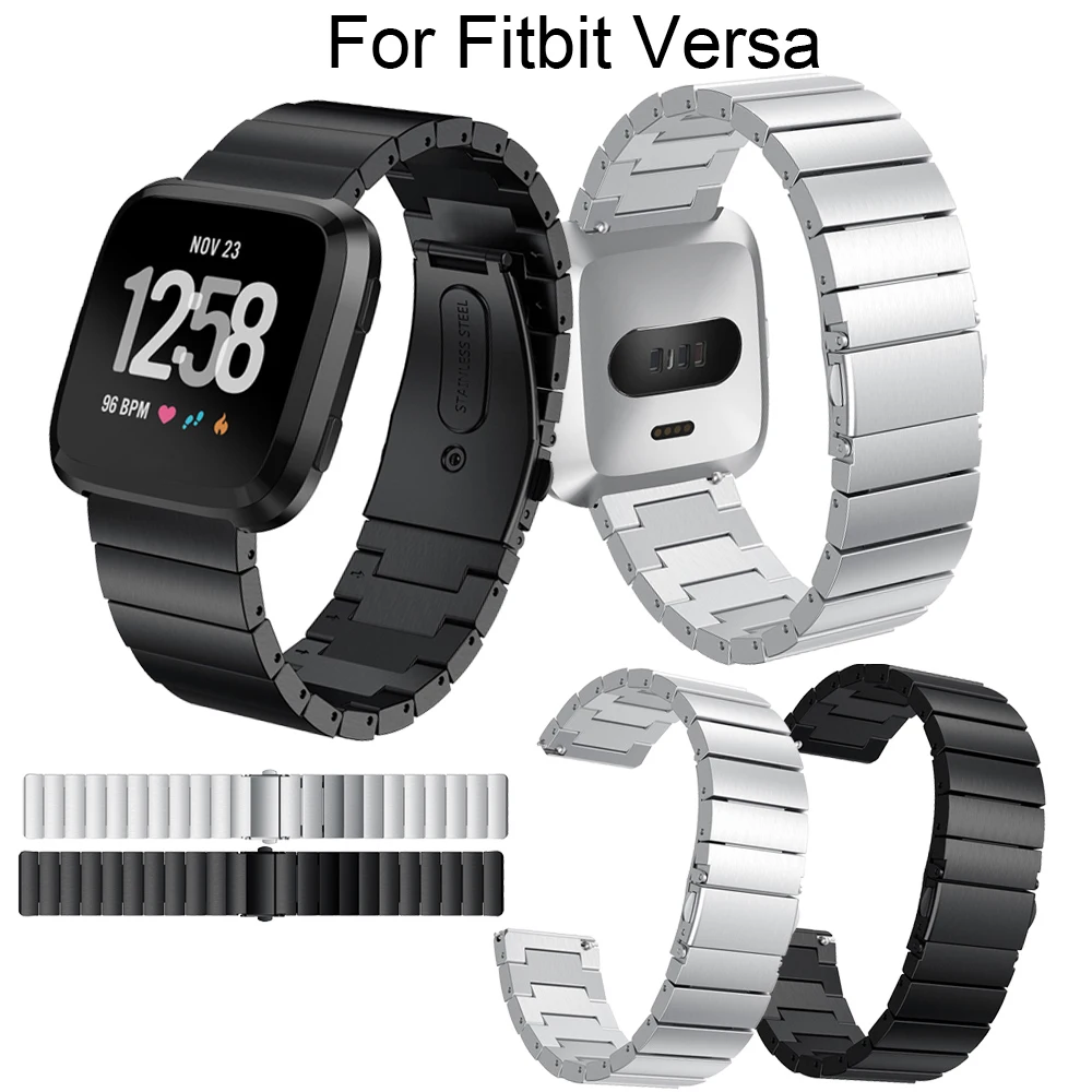 

Ремешок из нержавеющей стали для смарт-часов Fitbit Versa, сменный металлический браслет, аксессуары для наручных часов