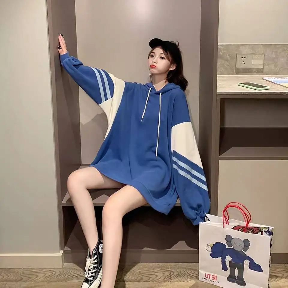 Women 2023 Spring Autumn Fashion Striped Hooded Full Sleeves Patchwork Mid-Length Thin Hoodies Korean Student Oversized 2XL
Women 2023 Spring Autumn Fashion Striped Hooded Full Sleeves Patchwork Mid-Length Thin Hoodies Korean Student Oversized 2XL