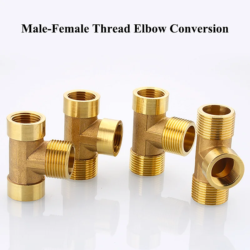 

1/2" 3/4" Plumbing Brass Pipe Fitting Male-Female Thread Conversion Copper BSP Elbow T Type 3 Way Tube Water Garden Adapter