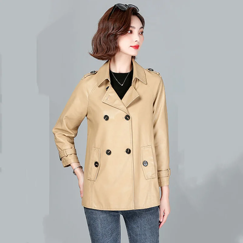 Women PU Leather Autumn Solid Basic Coat Female Turn-down Collar Motor Biker Jacket Ladies Double Breasted Coats
Women PU Leather Autumn Solid Basic Coat Female Turn-down Collar Motor Biker Jacket Ladies Double Breasted Coats