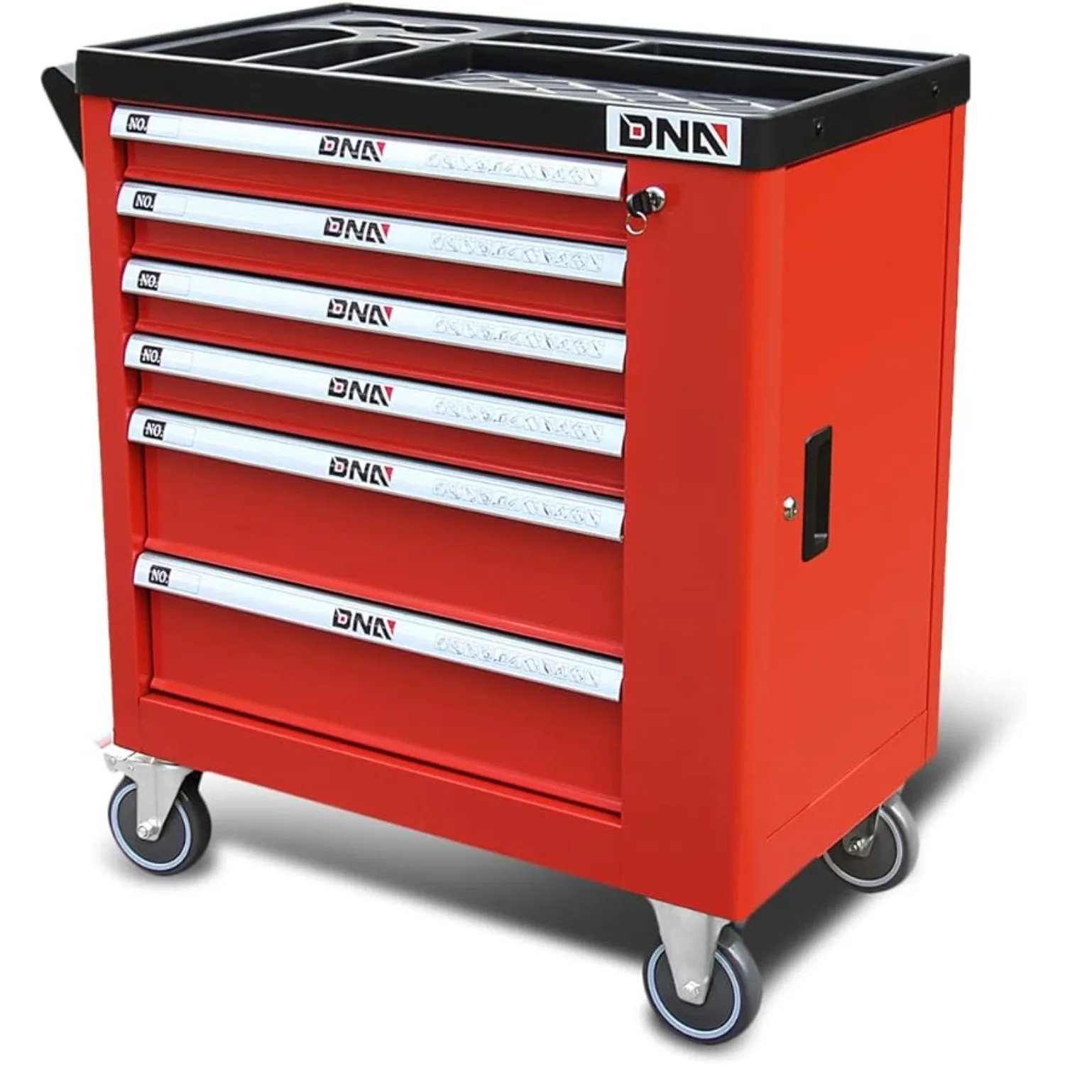 

New Package 36" H X 30.5" W X 18"D Heavy Duty Lockable Slide Tool 6-Drawers Chest Rolling Tool Cart Cabinet with Keys, Red