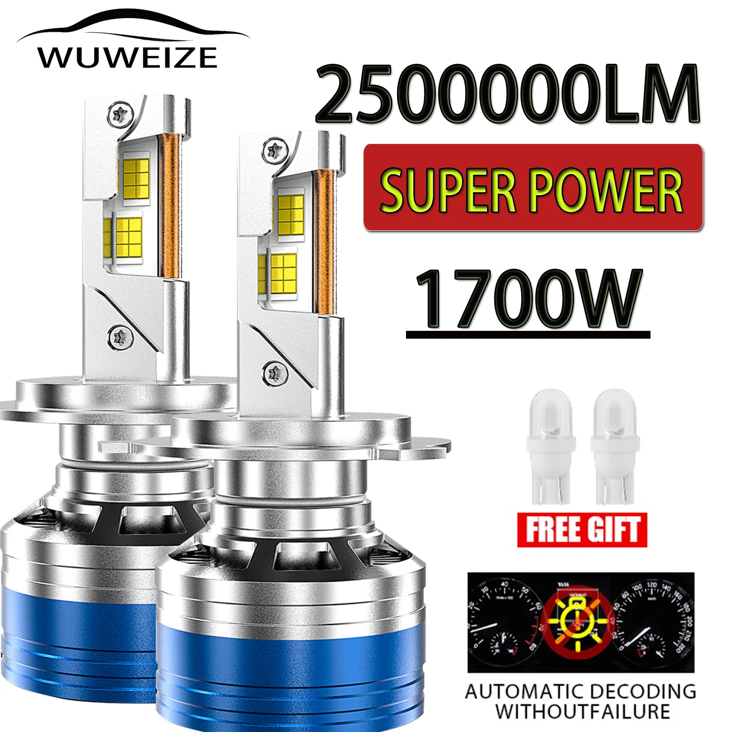 

WUWEIZE H11 Светодиодный светодиодные лампы высокой мощности для передней фары Canbus 1700W светодиодный Car 12V 24V 36V передняя фара 9005/HB3 9006/HB4 H1 H7 H4 H11