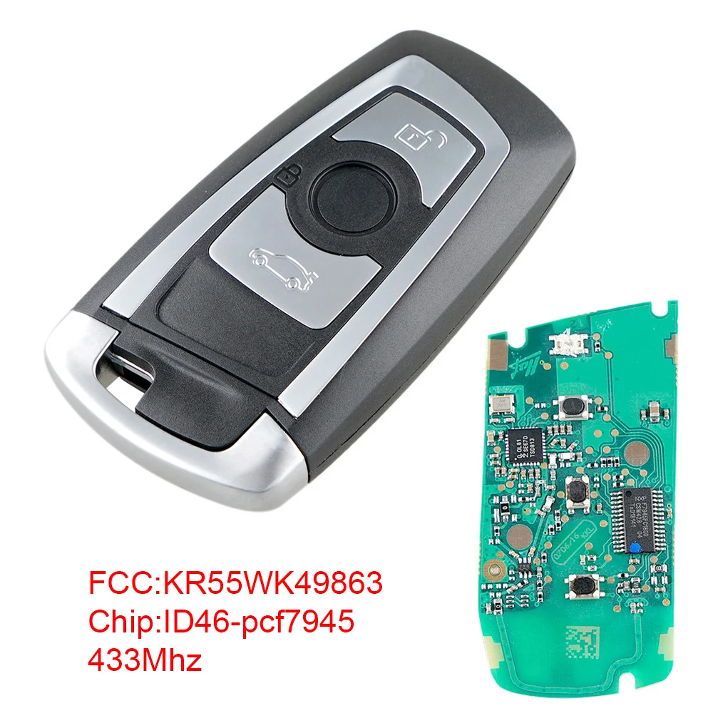 

433Mhz Smart Remote Car Key with ID46 Chip KR55WK49863 Keyless Entry Transmitter Automobile Key for BMW- 1 2 3 4 X5 X6 CAS4