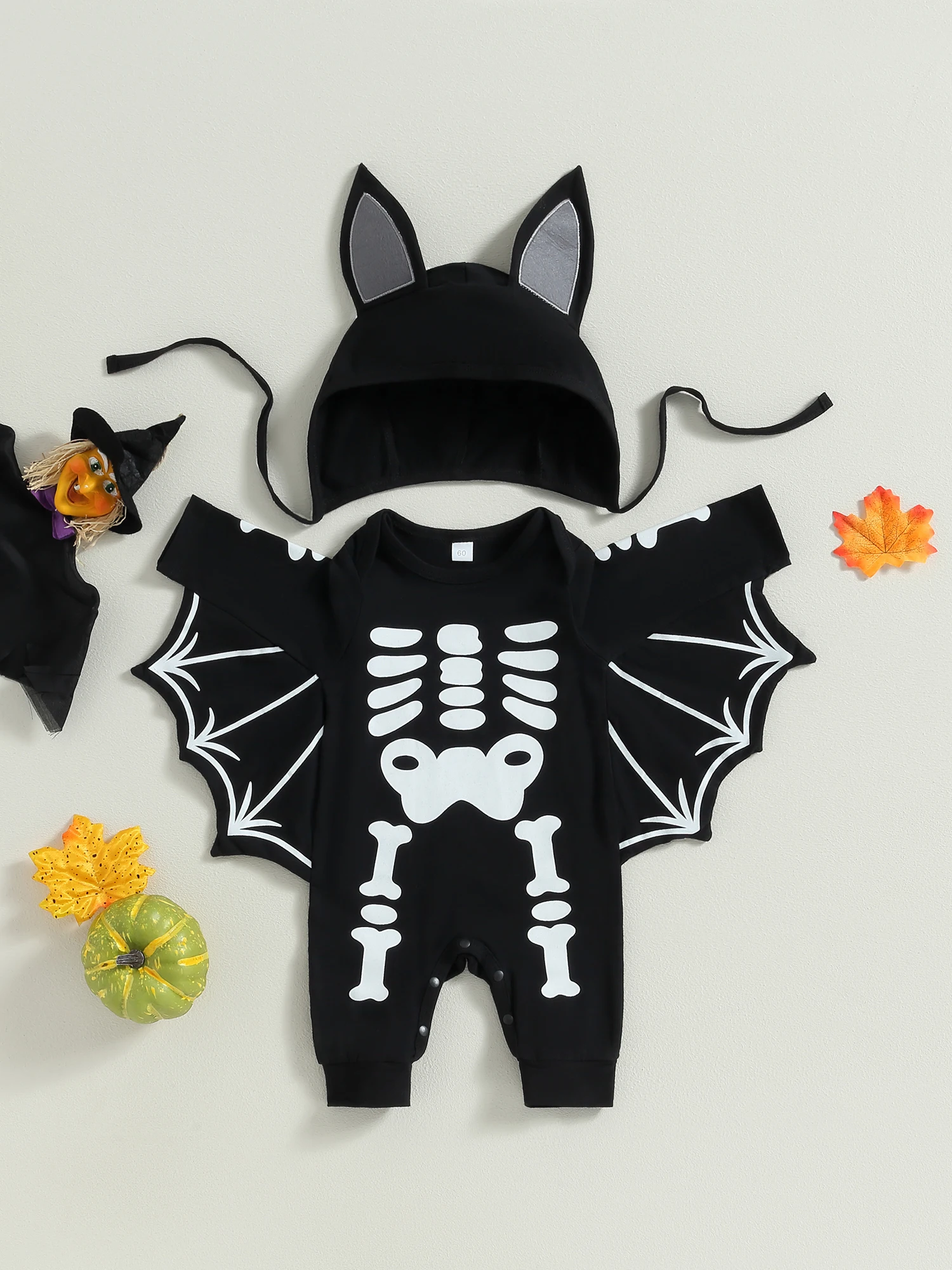 

0-24M Halloween Baby Boy Bat Jumpsuit Newborn Infant Toddler Romper Long Sleeve Playsuit Costumes