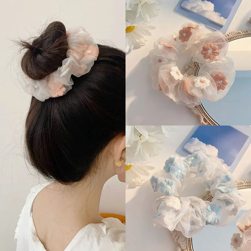 Sweet Embroidered Flower Hair Rope Organza Hair Tie Pink Blue Ponytail Transparent Tulle Mesh Scrunchies Fashion Item
Sweet Embroidered Flower Hair Rope Organza Hair Tie Pink Blue Ponytail Transparent Tulle Mesh Scrunchies Fashion Item