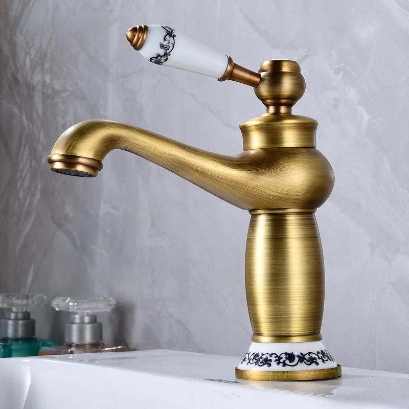 

Bathroom Faucet Antique Bronze Finish Brass Basin Sink Solid Brass Faucets Single Handle Water Mixer Taps Bath Crane