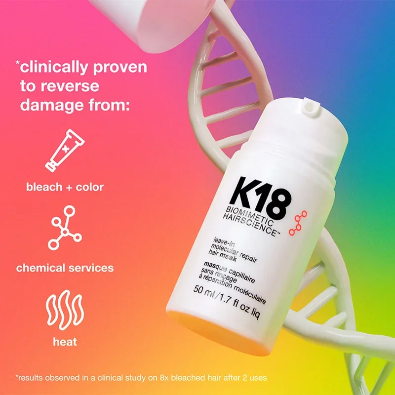 K18 Leave-In Molecular Repair Hair Mask Damage Restore Soft Hair Deep Repair Keratin & Scalp Treatment Hair Care Condition 50ml 
K18 Leave-In Molecular Repair Hair Mask Damage Restore Soft Hair Deep Repair Keratin & Scalp Treatment Hair Care Condition 50ml
