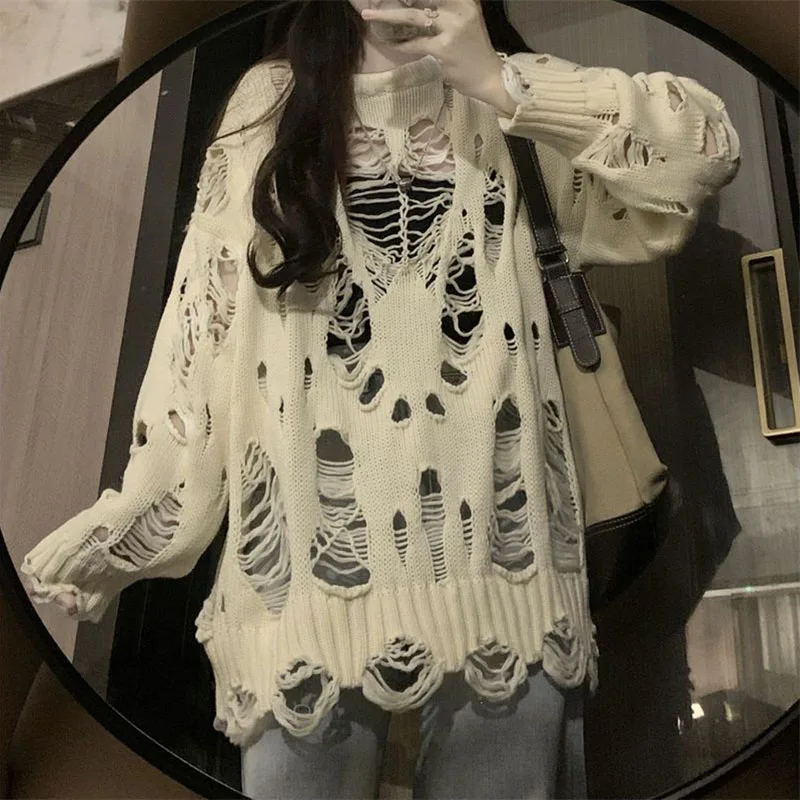 Vintage Hole Hollow Out Knitted Sweater Woman Harajuku Loose Long Sleeve Jumpers Women High Street Y2K Smock Pullovers
Vintage Hole Hollow Out Knitted Sweater Woman Harajuku Loose Long Sleeve Jumpers Women High Street Y2K Smock Pullovers