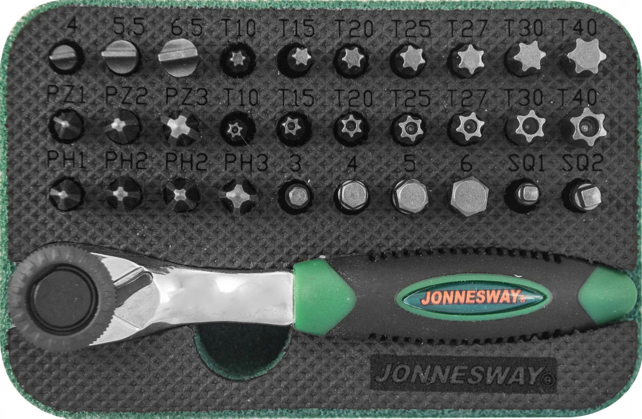 Набор бит Jonnesway RD01032S (32 предмета трещотка держатель 30 вставок бокс) | Инструменты