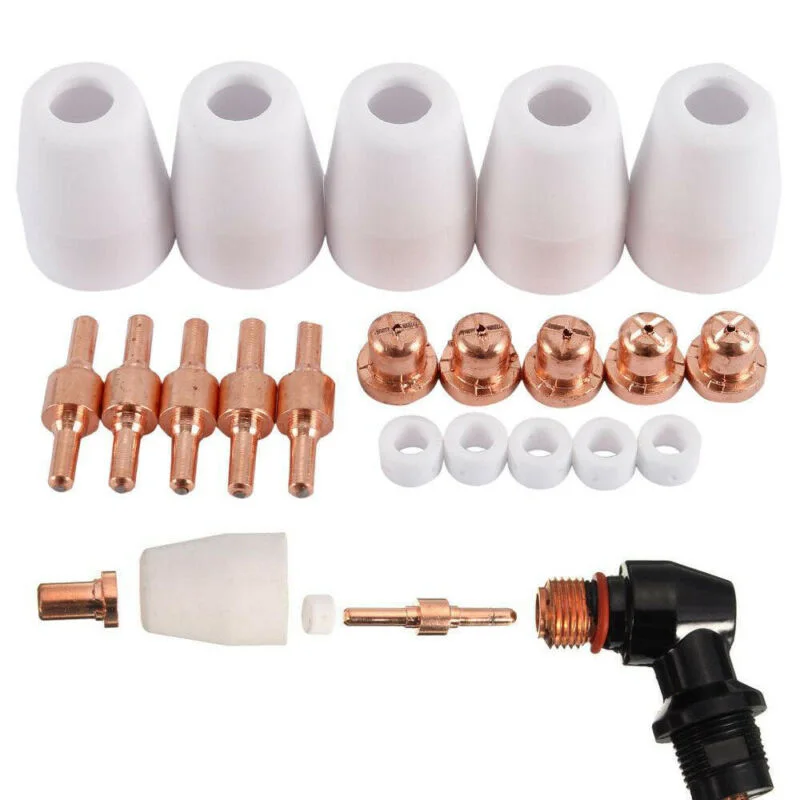 Plasma Cutter Electrode Tips Cup Extended Consumables Kits For PT-31 L-TEC JG-40 For WSD-LG40 Torches Tool Parts 20pcs/set
Plasma Cutter Electrode Tips Cup Extended Consumables Kits For PT-31 L-TEC JG-40 For WSD-LG40 Torches Tool Parts 20pcs/set