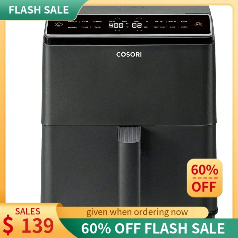 6,8-Кварта-COSORI Pro III воздушная фритюрница с двойным нагревом регулируется для жарки и бровей 1750 Вт, темно-серый 
6,8-Кварта-COSORI Pro III воздушная фритюрница с двойным нагревом регулируется для жарки и бровей 1750 Вт, темно-серый