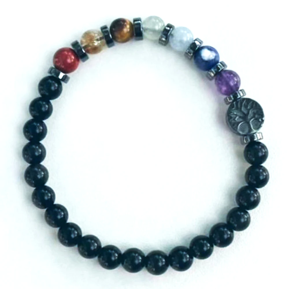 MG2150 6 MM Black Tourmaline 7 Chakra Gemstone Bracelet Fashion Womens Tree Of Life Stress Relief Wrist Yoga Mala
MG2150 6 MM Black Tourmaline 7 Chakra Gemstone Bracelet Fashion Womens Tree Of Life Stress Relief Wrist Yoga Mala