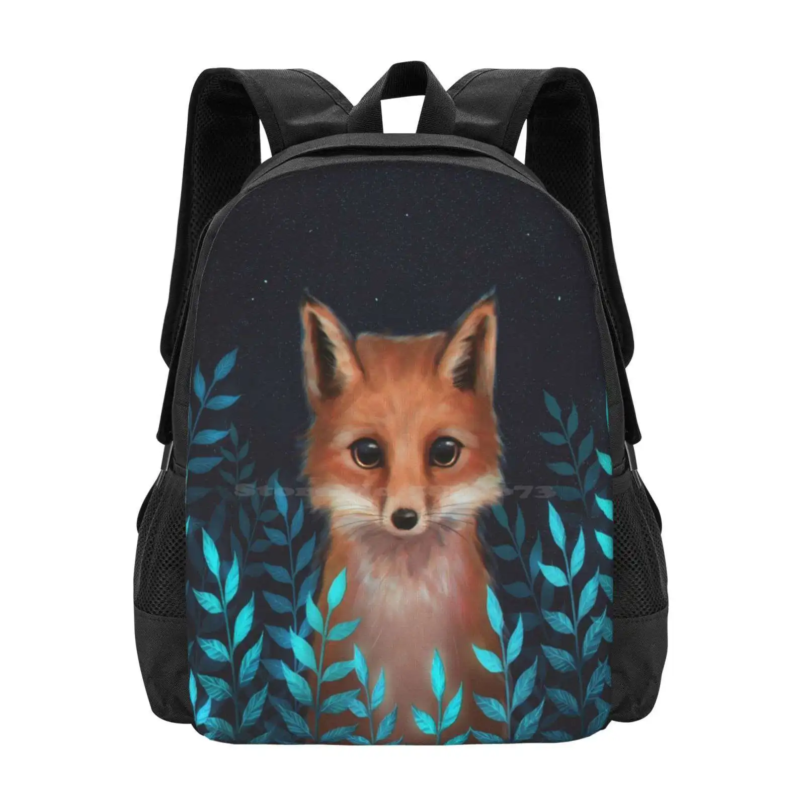 

Fox Pattern Design Bag Student'S Backpack Cute Kawaii Adorable Pet Animal Fox Wolf Autumn Fall Cozy Leaves Leaf Nature