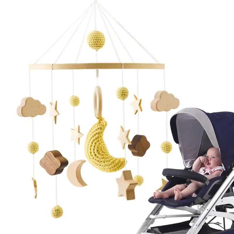 

Rotating Mobile Bed Bell Newborn Wind Bell Wooden Prevent Crying Soother Toy Crib Bell With Shape Recognition Rotating Nursery