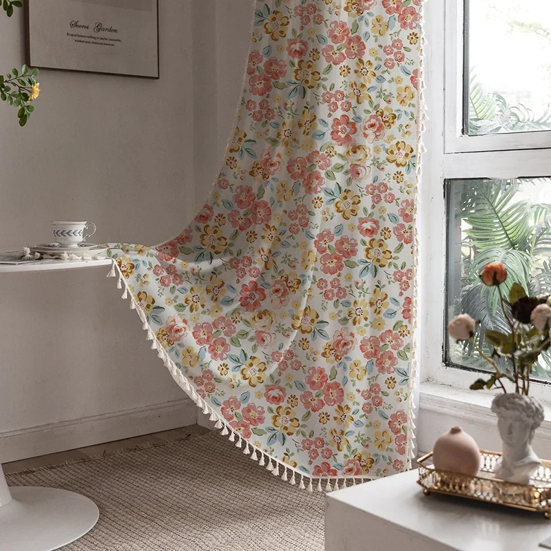 Bohemian Floral Flower Printed Curtains Pastoral Style Darkening Drape Cotton Curtain Panel With Tassel For Living Room Bedroom
Bohemian Floral Flower Printed Curtains Pastoral Style Darkening Drape Cotton Curtain Panel With Tassel For Living Room Bedroom