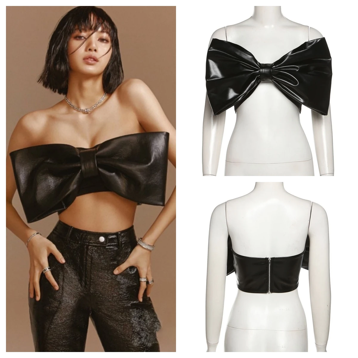 

Kpop Girl Group LISA Nightclub Hot Girl Sexy Bow Knot Sling Vest Crop Top Women Summer Street Slim Camisole Backless Tanks Tops