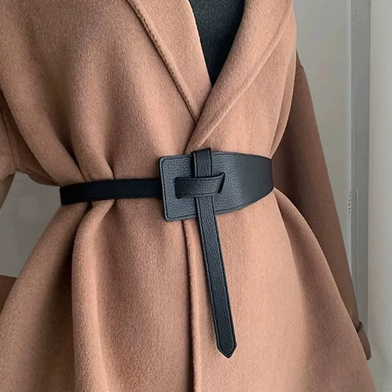

Designer Belts For Women High Quality Knot Soft Genuine Leather Long Waistband Female Waist Wide Coat Corset Belt Cummerbunds