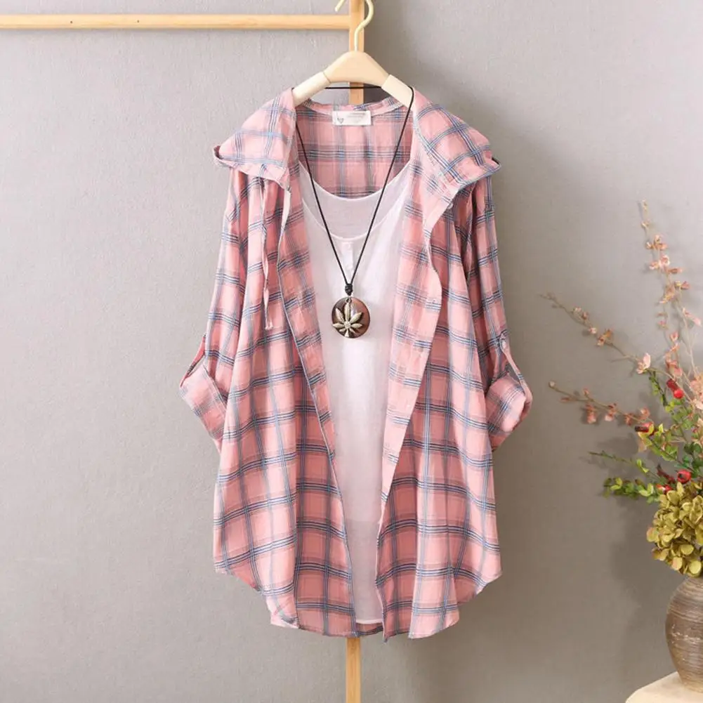 Fashion Summer Cardigan Skin-touch Roll-up Sleeve Sun Protection Casual Loose Plaid Print Beach Cardigan
Fashion Summer Cardigan Skin-touch Roll-up Sleeve Sun Protection Casual Loose Plaid Print Beach Cardigan