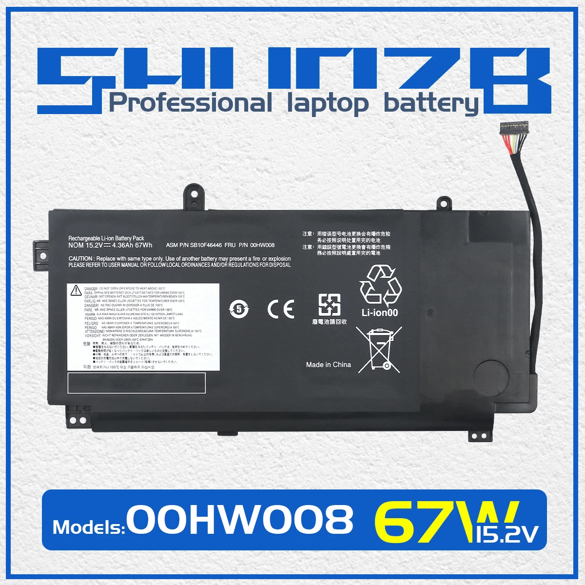 

SHUOZB 00HW008 Battery For Lenovo ThinkPad Yoga 15 20DQ0038GE 20DRS02AGE 20DQ003RGE 20DQ 20DR SB10F46446 4ICP6/58/92 15.1V 66Wh