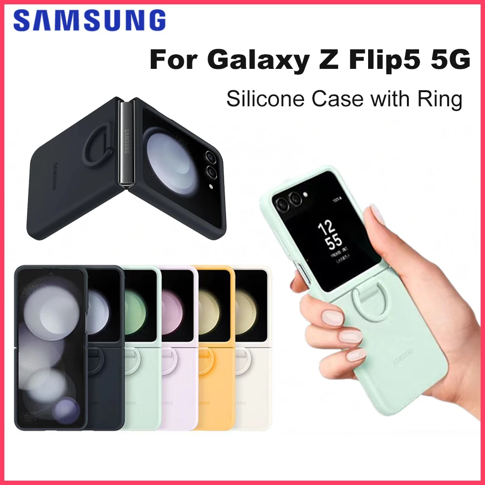 Original Samsung Silicone Cover with Ring for Galaxy Z Flip5 Smartphone Cover with Ring Protective Case Shockproof EF-PF731 
Original Samsung Silicone Cover with Ring for Galaxy Z Flip5 Smartphone Cover with Ring Protective Case Shockproof EF-PF731