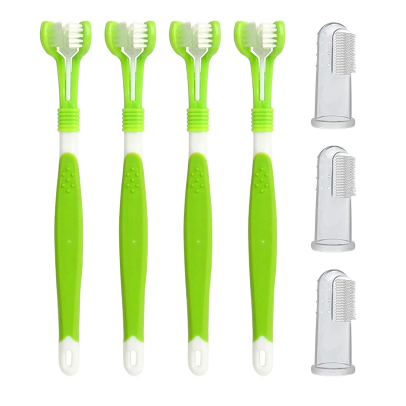 Pet Dog Toothbrush, 4 Triple Head Tooth Brush 3 Pack Finger Rubber Toothbrushes, Multi-Angle Cleaning Brushes
Pet Dog Toothbrush, 4 Triple Head Tooth Brush 3 Pack Finger Rubber Toothbrushes, Multi-Angle Cleaning Brushes