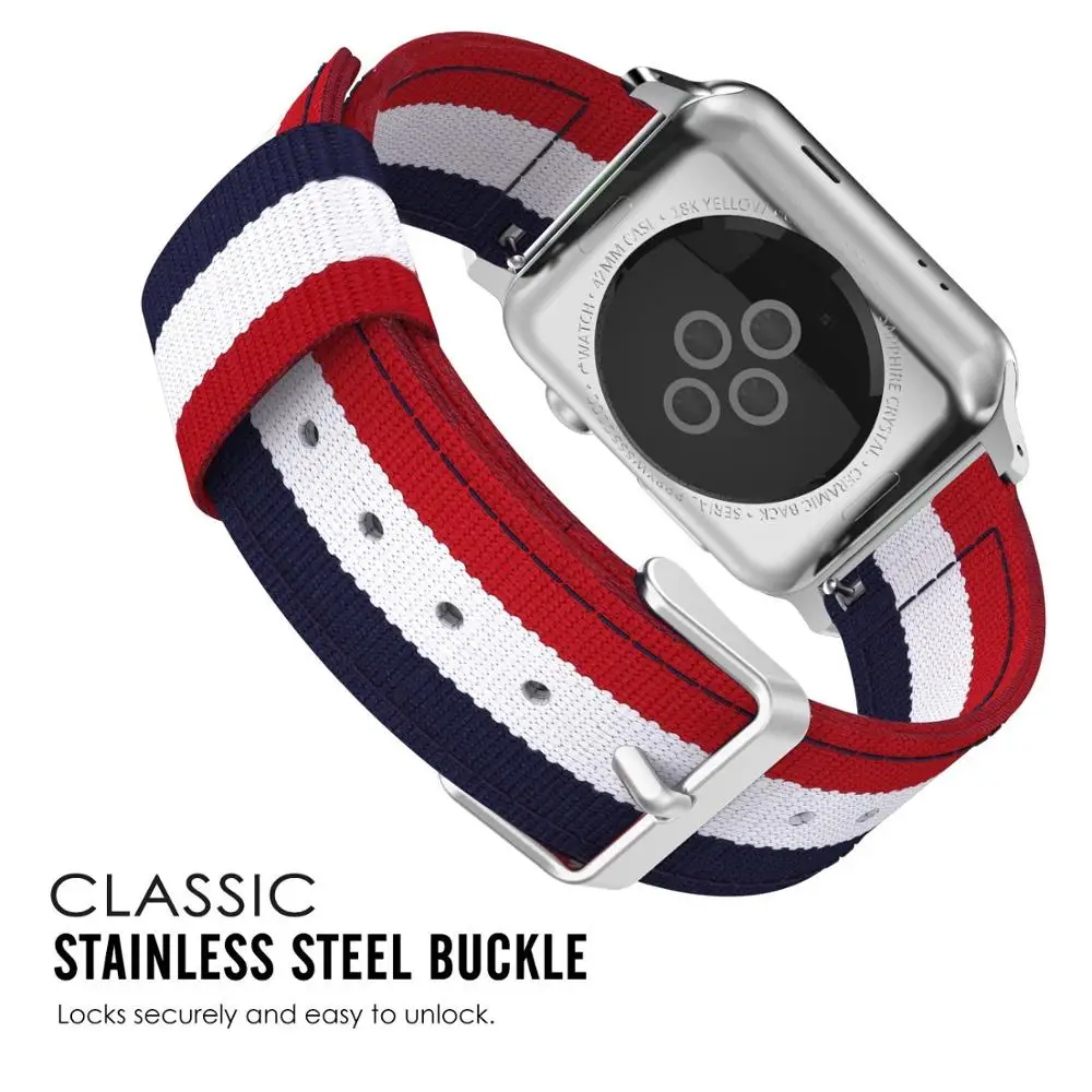 Nylon strap for Apple watch band 44mm 40mm 42mm 38mm 41mm 45mm Stripe belt watchband bracelet iwatch 6 se 5 4 3 7 band
Nylon strap for Apple watch band 44mm 40mm 42mm 38mm 41mm 45mm Stripe belt watchband bracelet iwatch 6 se 5 4 3 7 band