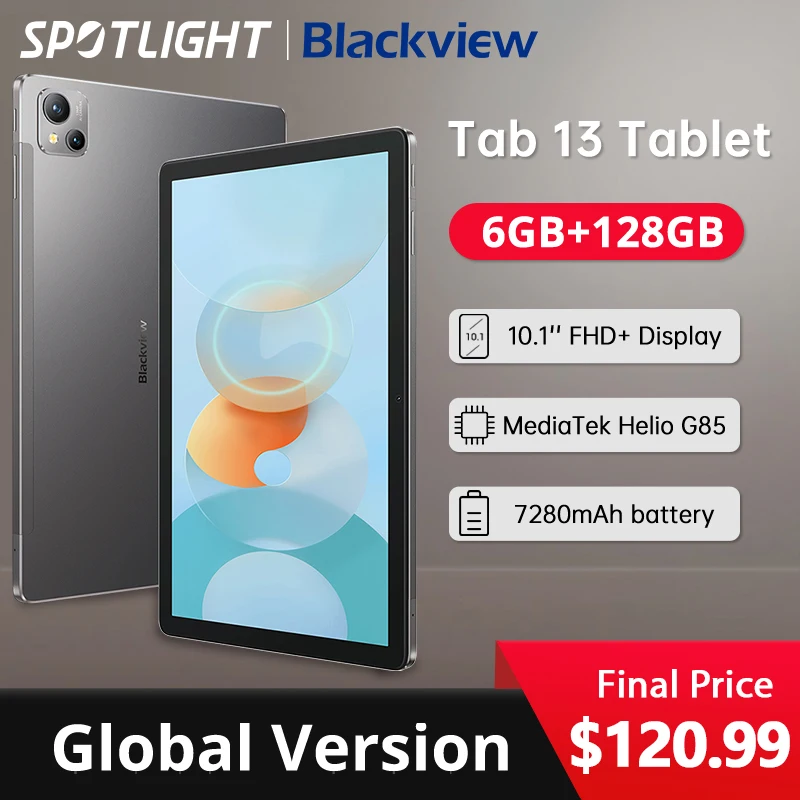 

【World Premiere】Blackview Tab 13 Tablet Pad 10.1'' FHD+Display 128GB MTK Helio G85 Octa core 7280mAh 13MP Camera Android 12